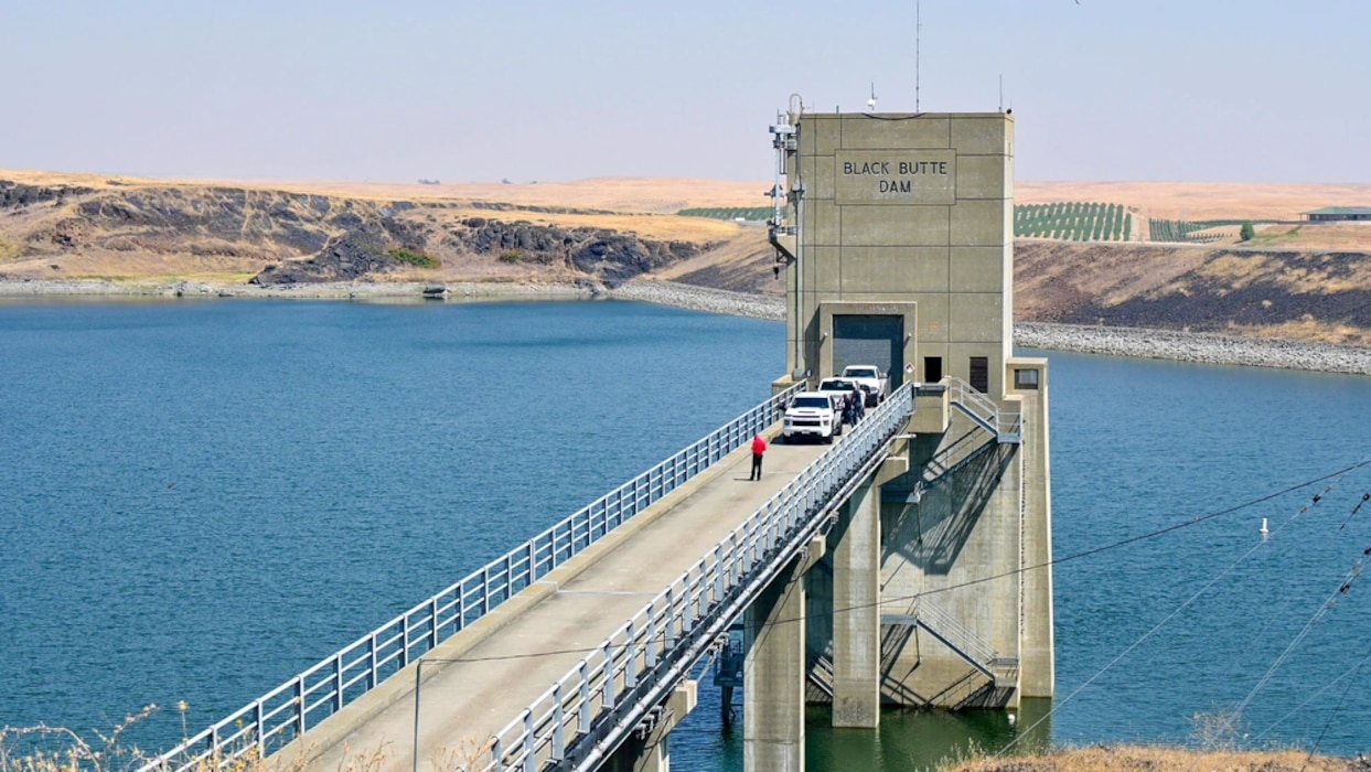 Black Butte Dam, operated by the U.S. Army Corps of Engineers, provides flood risk management, water storage, and recreation opportunities for the surrounding communities at Black Butte Lake, California, July 18, 2024.