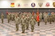 The 166th Regiment – Regional Training Institute held a change of responsibility ceremony Sept. 19, 2025 at Fort Indiantown Gap, Pa. Command Sgt. Maj. Oscar Laughman III relinquished responsibility of the regiment to Command Sgt. Maj. Charles Trofe. (U.S. Army National Guard photo by Sgt. 1st Class Shane Smith)