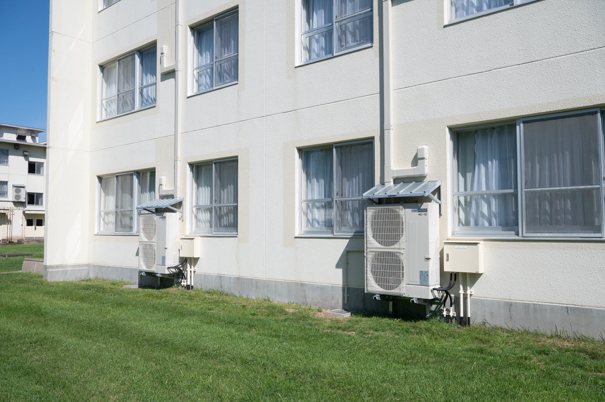 Exterior view of the recently installed centralized AC system at the Misawa Inn on Misawa Air Base, Japan, Sept. 12, 2025.