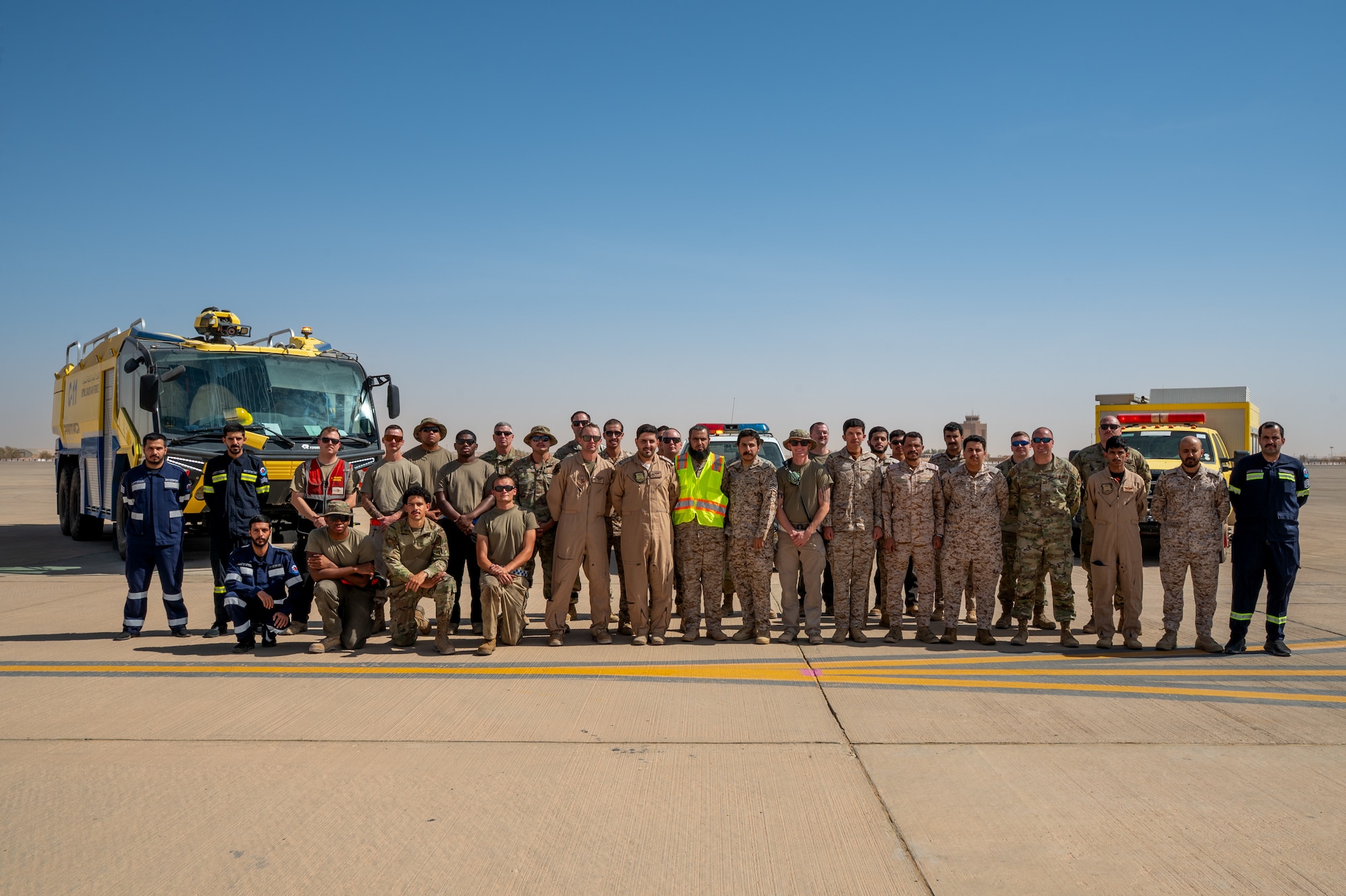 USAF and RSAF service members pose for a group photo