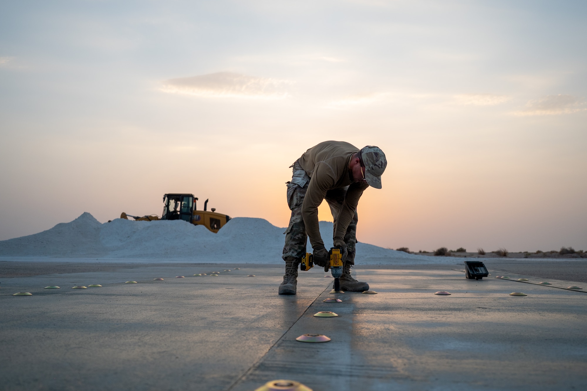USAF Airman attaches a platform