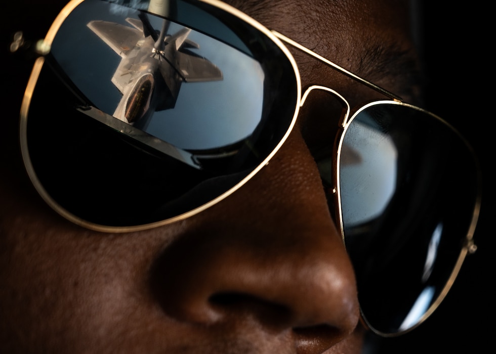 Closeup of Airman wearing sunglasses