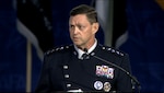 Space Force Gen. B. Chance Saltzman, chief of space operations, provides the keynote address on the state of the Space Force, at the Air Space, Cyber Conference at National Harbor, Maryland, Sept. 23, 2025.