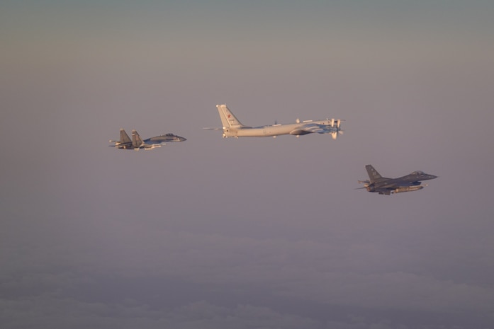 F-16 escorts Russian military aircraft