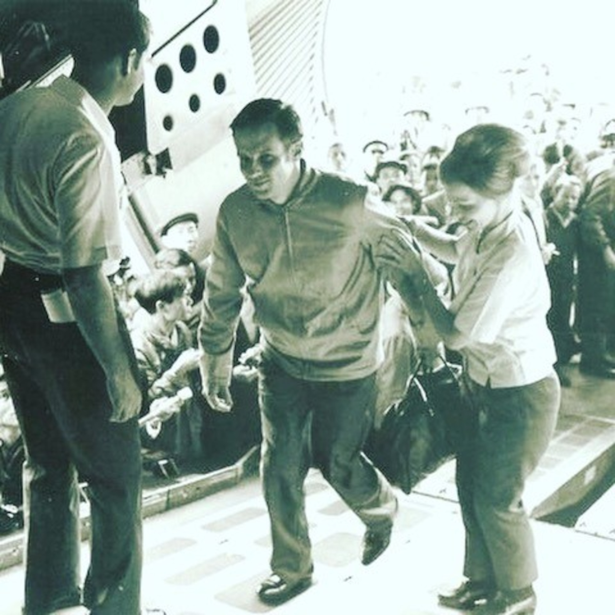 Photo of Capt. Jackson boarding an aircraft