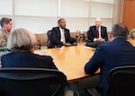 Dr. Jonathan Woodson, president of the Uniformed Services University of the Health Sciences (USUHS) visited with military dental researchers at the Battlefield Health and Trauma Research Institute.
