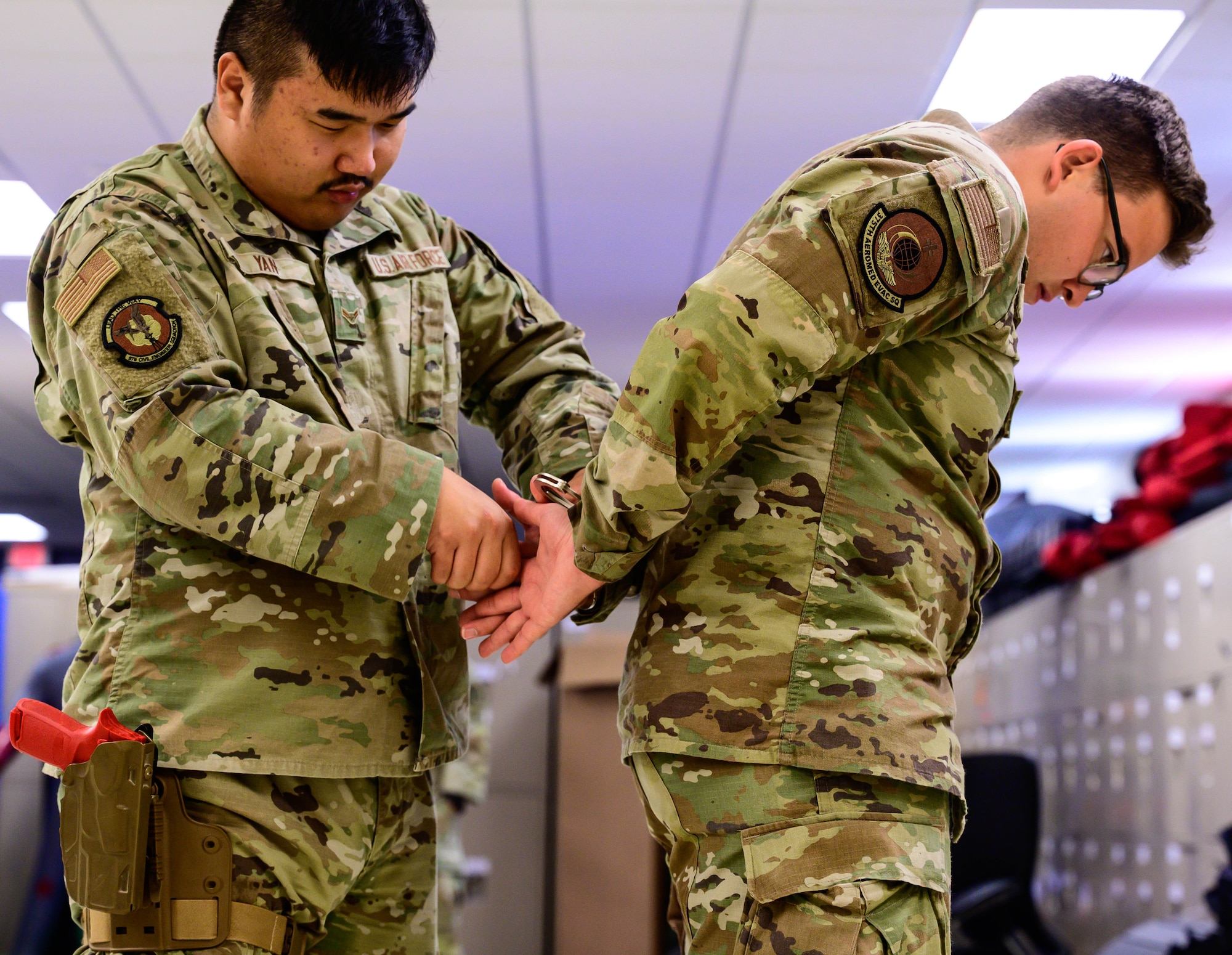 Service member practices detaining