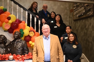 David A. Coker, the president of the Fisher House Foundation, stands with a local news team during the Alaska Fisher House open house on Joint Base Elmendorf-Richardson, Alaska, Sept. 24, 2025. Since the establishment of the first house in 2012, the Alaska Fisher Houses have offered private bedrooms, communal kitchens and living spaces designed to provide a sense of normalcy to families experiencing a medical crisis. (U.S. Air Force photo by Airman 1st Class Eli A. Rose)