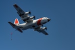 A U.S. Coast Guard HC-130 Hercules airplane crew assigned to Coast Guard Air Station Barbers Point in Kapolei, Hawaii, conducts drop training offshore Oahu, Sept. 2, 2025. Crews from Air Station Barbers Point train diligently to maintain proficiency in technical skills such as drop operations. (U.S. Coast Guard photo by Petty Officer 3rd Class Avery Tibbets)