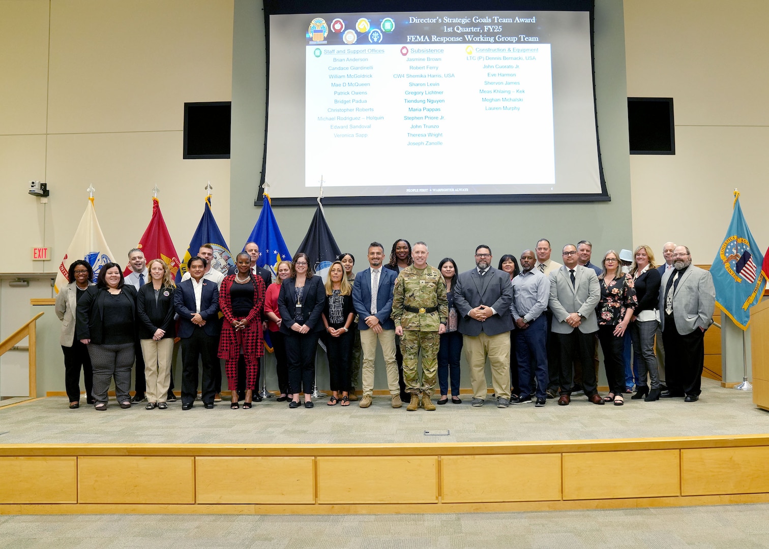 DLA Troop Support award winners pose with Troop Support Commander Army Brig. Gen. Sean Kelly during the organization's Quarterly Awards Ceremony September 18 in Philadelphia.