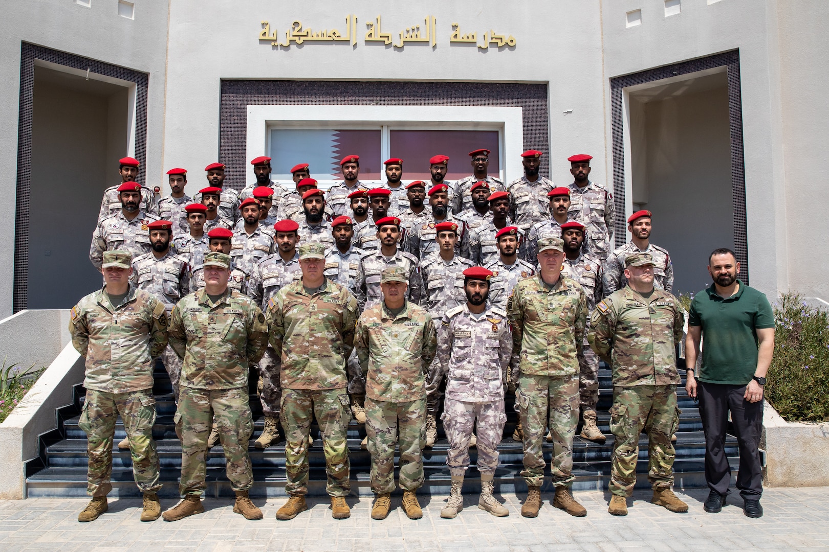 West Virginia National Guard military police personnel engage in a Subject Matter Expert Exchange with the Qatar Military Police Force at the QMPF Headquarters in Doha, Qatar, Sep. 17, 2025. This visit marks the 13th event between the WVNG and QMPF and focused on future bilateral priorities, including continuing support in building capabilities enhancing Qatar's NATO interoperability and integration Operational Capabilities Concept (OCC) Program.