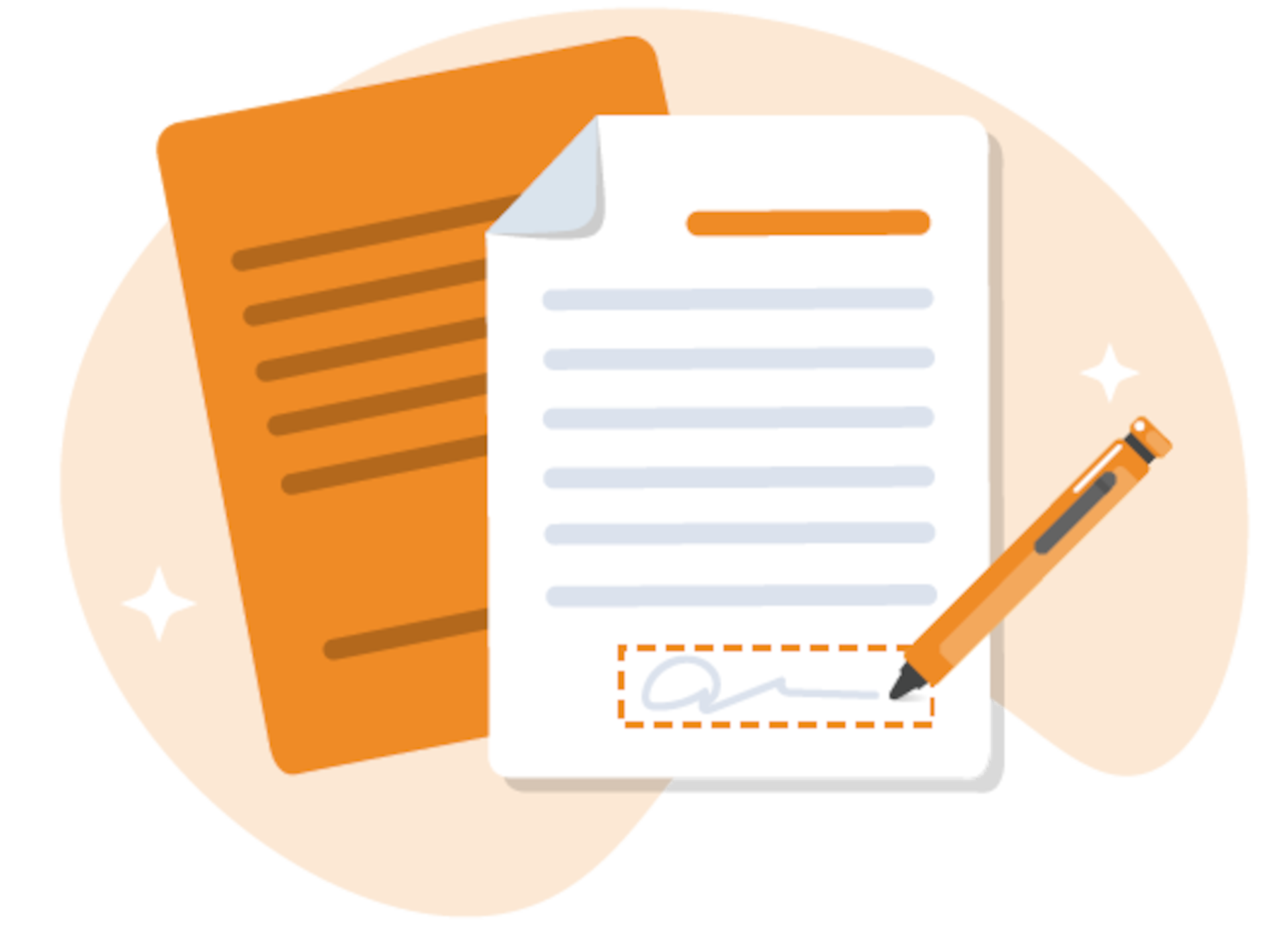 A document with a signature at the bottom symbolizes a DoD directive-type memorandum which establishes policies and assigns responsibilities; or may implement policies and responsibilities established in existing directives.