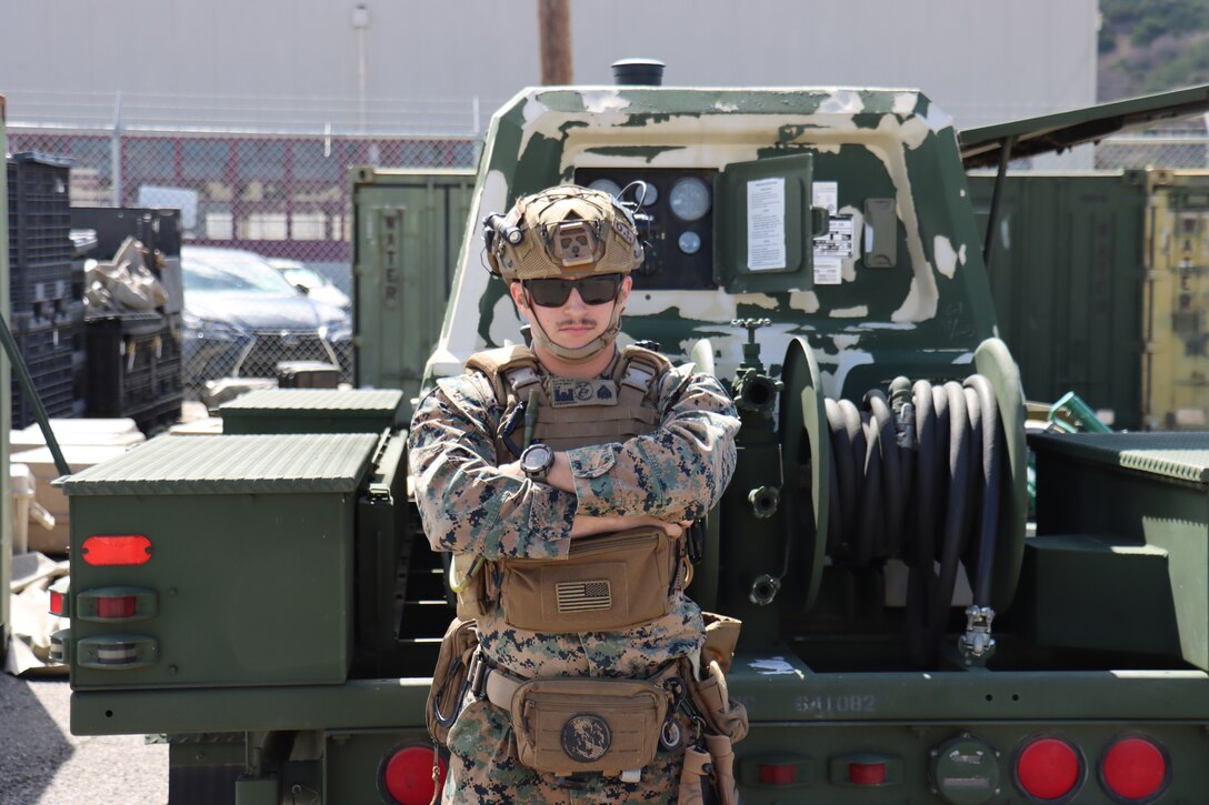 U.S. Marine Corps Sgt. Kaleb G. Butts, the 2025 Marine Corps Engineer Association Combat Engineer Noncommissioned Officer of the Year, and a combat engineer with Combat Logistics Battalion 15, Combat Logistics Regiment 17, 1st Marine Logistics Group, poses for a portrait on Camp Pendleton California, Sept. 10, 2025.