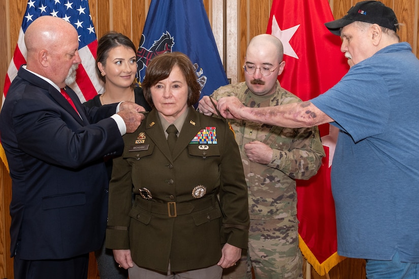 Pennsylvania National Guard Deputy Adjutant General - Army, Maj. Gen. Laura A. McHugh was promoted to her current rank during a ceremony Oct. 18, 2024, at the Fort Indiantown Gap Community Club. The ceremony was officiated by retired Army Maj. Gen. Jesscia L. Wright, former Pennsylvania Adjutant General. (Pennsylvania National Guard photo by Wayne V. Hall)