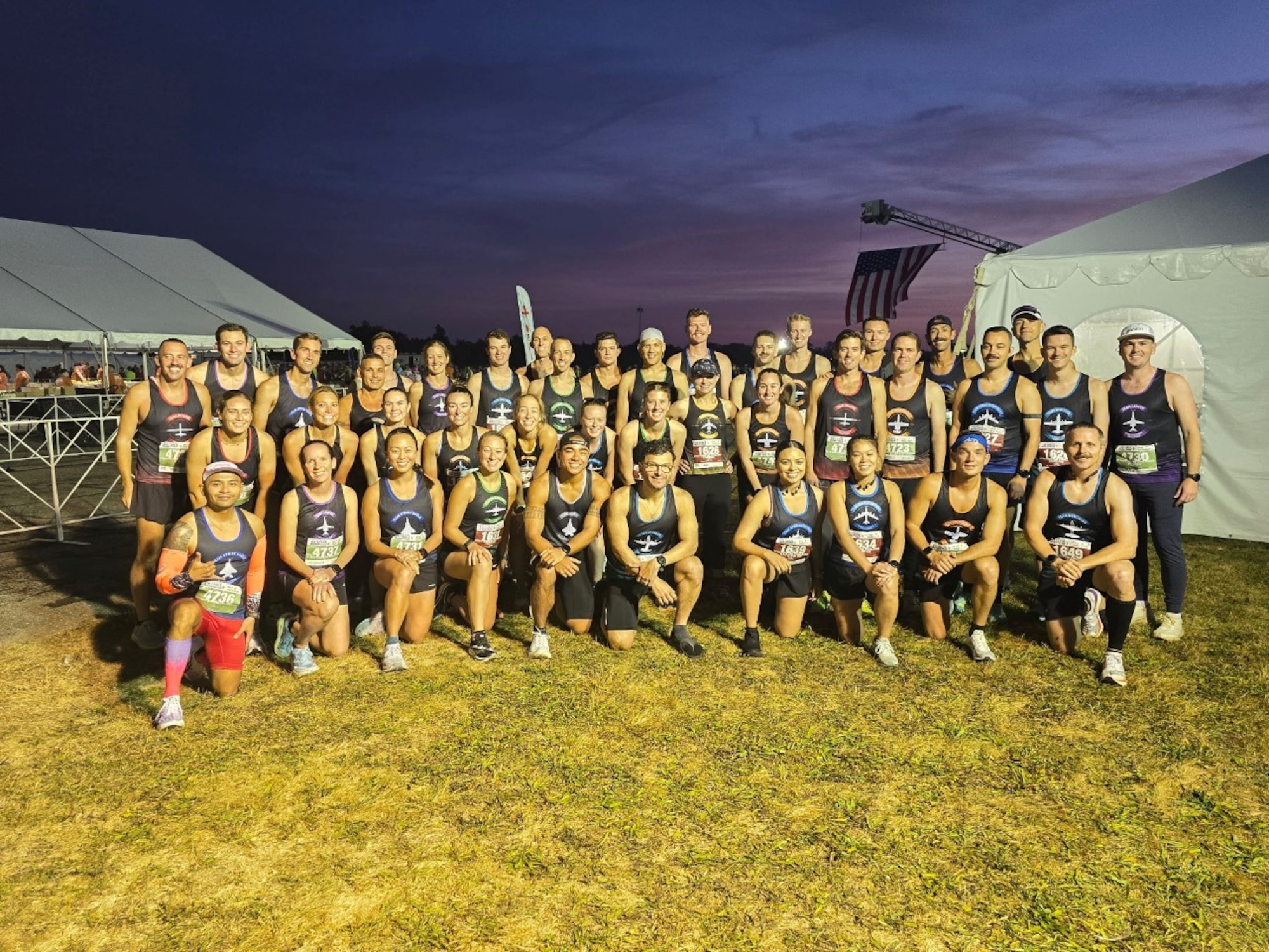 U.S. Air Force Marathon Team members gather together prior to the marathon events at Wright-Patterson Air Force Base, Ohio, Sept. 20, 2025.