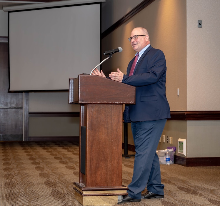 Lohn Levitow, Jr. speaks to Airmen at Travis AFB.