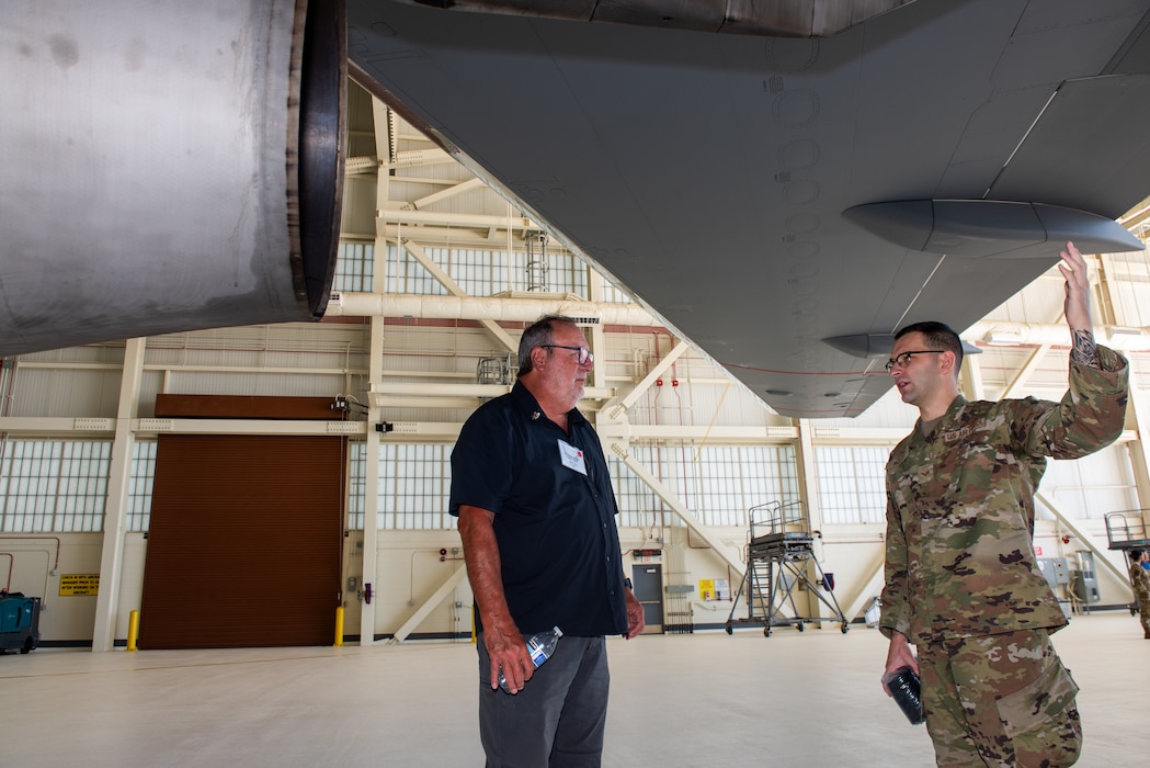 Airman gives tour of an aircraft to honorary commander