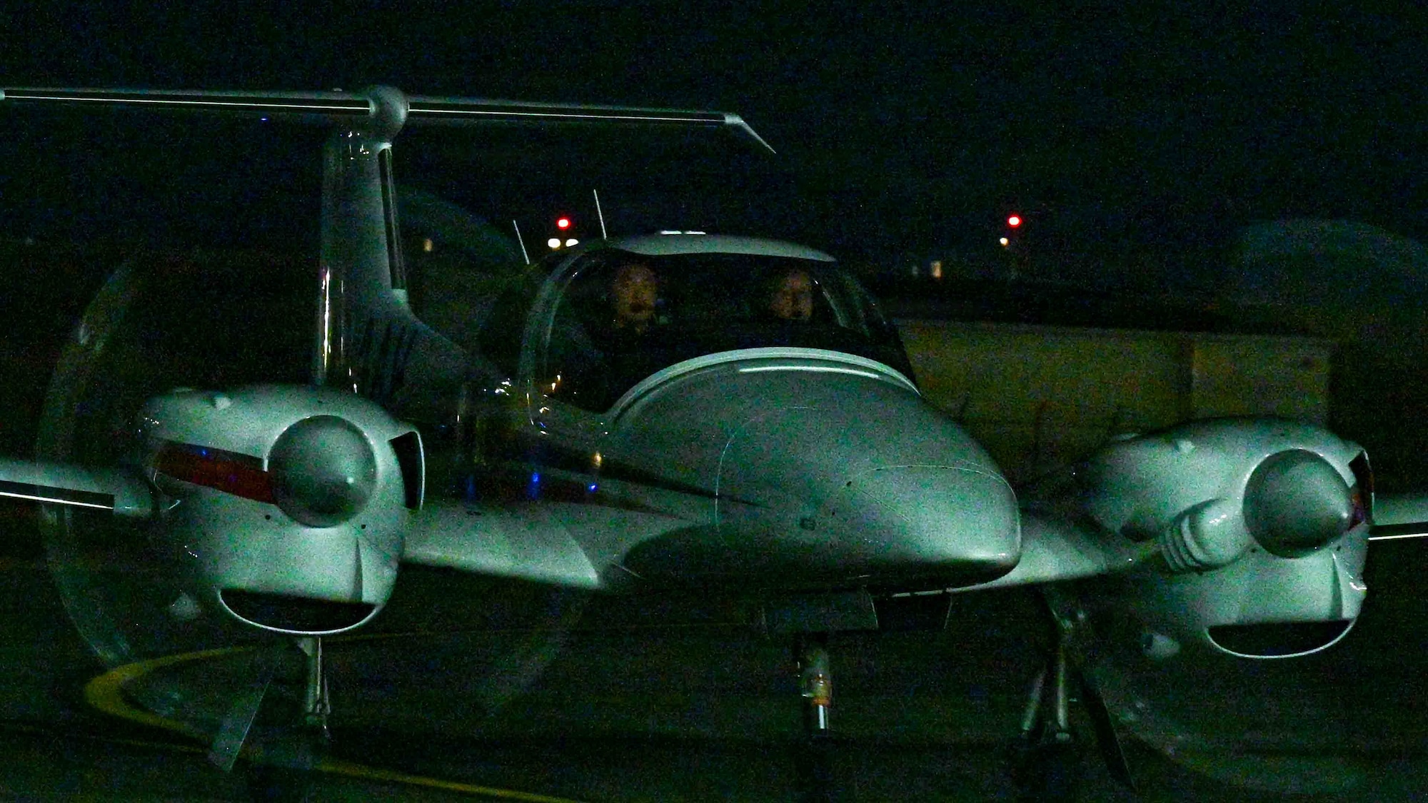 A Diamond DA42 NG Twin Star assigned to the Yokota Flight Center lands during a small parts delivery mission as part of exercise Beverly Midnight 2026 at Yokota Air Base, Japan, March 13, 2026. BM26 provides an optimal environment to enhance and understand possible opportunities to continue the advancement of shared interests.
