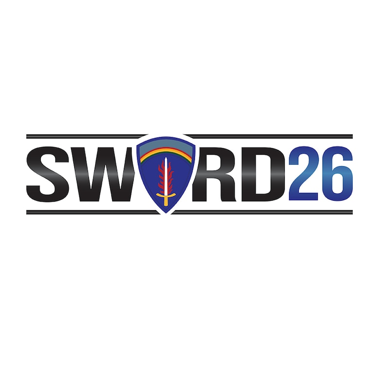 The word Sword spelled out with the USAREUR-AF logo where the O is and the number 26 at the end