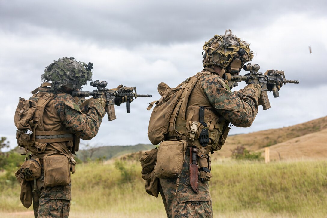 U.S. Marines, with Light Armored Reconnaissance Company, Battalion Landing Team 3/6, 22nd Marine Expeditionary Unit (Special Operations Capable), engage targets with M4 carbines during a live-fire range at Camp Santiago, Puerto Rico, March 25, 2026. U.S. military forces are deployed to the Caribbean in support of the U.S. Southern Command mission, Department of War-directed operations, and the president’s priorities to disrupt illicit drug trafficking and protect the homeland. (U.S. Marine Corps photo)