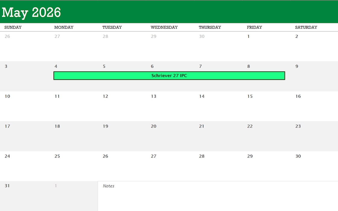 AFWI May 2026 Calendar