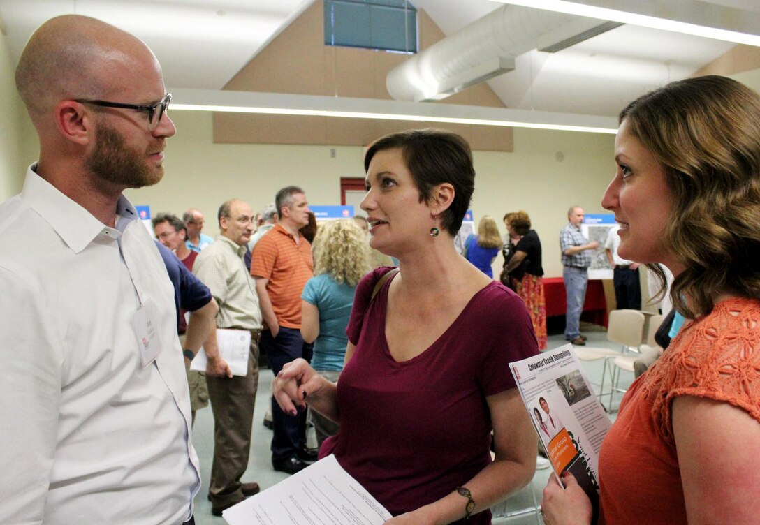 Jon Rankins, health physicist with USACE St. Louis District, speaks to attendees at a FUSRAP public meeting. (Courtesy Photo)