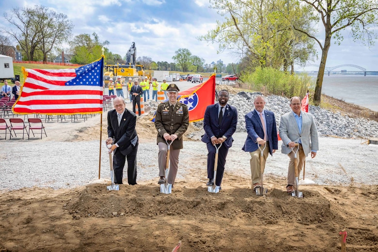 The U.S. Army Corps of Engineers (USACE) Memphis District held a groundbreaking ceremony, Mar. 30, to mark the beginning of construction to update and expand Greenbelt Landing, located at the north end of Mud Island near downtown Memphis.

The Greenbelt Landing Project will improve the park’s infrastructure and amenities by repairing the current boat ramp, constructing a second upstream ramp, installing mooring anchors, upgrading ADA-compliant parking, and adding additional lighting to enhance safety and accessibility. 

The Memphis River Parks Partnership, which manages the city’s public parks, is assisting with implementation efforts. (USACE Photo by Visual Information Specialist Vance Harris/Released)
