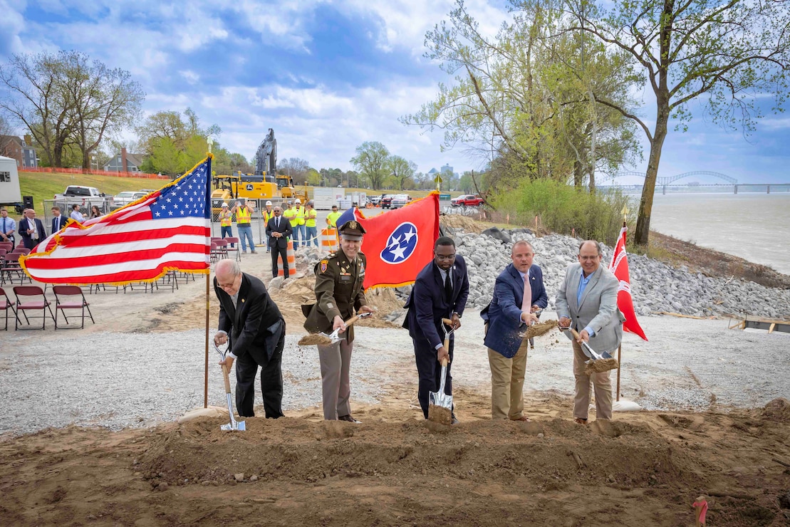 The U.S. Army Corps of Engineers (USACE) Memphis District held a groundbreaking ceremony, Mar. 30, to mark the beginning of construction to update and expand Greenbelt Landing, located at the north end of Mud Island near downtown Memphis.

The Greenbelt Landing Project will improve the park’s infrastructure and amenities by repairing the current boat ramp, constructing a second upstream ramp, installing mooring anchors, upgrading ADA-compliant parking, and adding additional lighting to enhance safety and accessibility. 

The Memphis River Parks Partnership, which manages the city’s public parks, is assisting with implementation efforts. (USACE Photo by Visual Information Specialist Vance Harris/Released)