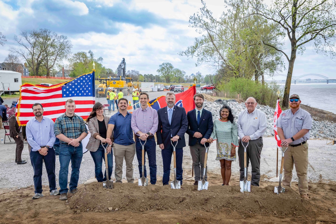 The U.S. Army Corps of Engineers (USACE) Memphis District held a groundbreaking ceremony, Mar. 30, to mark the beginning of construction to update and expand Greenbelt Landing, located at the north end of Mud Island near downtown Memphis.

The Greenbelt Landing Project will improve the park’s infrastructure and amenities by repairing the current boat ramp, constructing a second upstream ramp, installing mooring anchors, upgrading ADA-compliant parking, and adding additional lighting to enhance safety and accessibility. 

The Memphis River Parks Partnership, which manages the city’s public parks, is assisting with implementation efforts. (USACE Photo by Visual Information Specialist Vance Harris/Released)