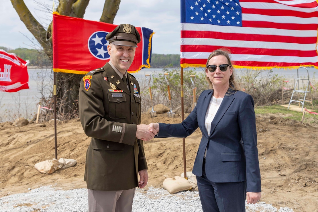 The U.S. Army Corps of Engineers (USACE) Memphis District held a groundbreaking ceremony, Mar. 30, to mark the beginning of construction to update and expand Greenbelt Landing, located at the north end of Mud Island near downtown Memphis.

The Greenbelt Landing Project will improve the park’s infrastructure and amenities by repairing the current boat ramp, constructing a second upstream ramp, installing mooring anchors, upgrading ADA-compliant parking, and adding additional lighting to enhance safety and accessibility. 

The Memphis River Parks Partnership, which manages the city’s public parks, is assisting with implementation efforts. (USACE Photo by Visual Information Specialist Vance Harris/Released)