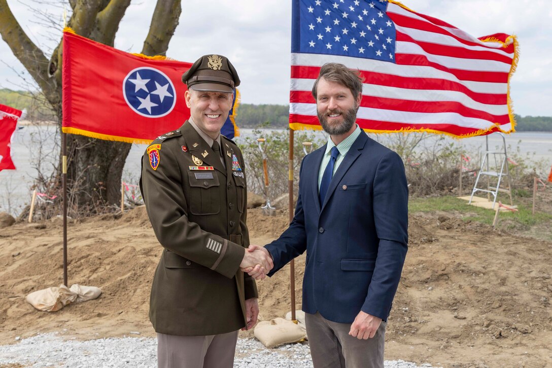 The U.S. Army Corps of Engineers (USACE) Memphis District held a groundbreaking ceremony, Mar. 30, to mark the beginning of construction to update and expand Greenbelt Landing, located at the north end of Mud Island near downtown Memphis.

The Greenbelt Landing Project will improve the park’s infrastructure and amenities by repairing the current boat ramp, constructing a second upstream ramp, installing mooring anchors, upgrading ADA-compliant parking, and adding additional lighting to enhance safety and accessibility. 

The Memphis River Parks Partnership, which manages the city’s public parks, is assisting with implementation efforts. (USACE Photo by Visual Information Specialist Vance Harris/Released)