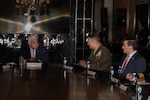 José Raúl Mulino, President of Panama, left, U.S. Marine Corps Gen. Francis L. Donovan, commander of U.S. Southern Command, and U.S. Ambassador Kevin Marino Cabrera, speak at the Presidential Palace in Panama City, Panama, March 31, 2026. The visit reflects U.S. Southern Command’s focus on increasing partner nation capacity and interoperability in the region and reflects the United States’ enduring promise of friendship, partnership, and solidarity with the Panamanian people. (U.S. Army photo by Spc. Trey Woodard)