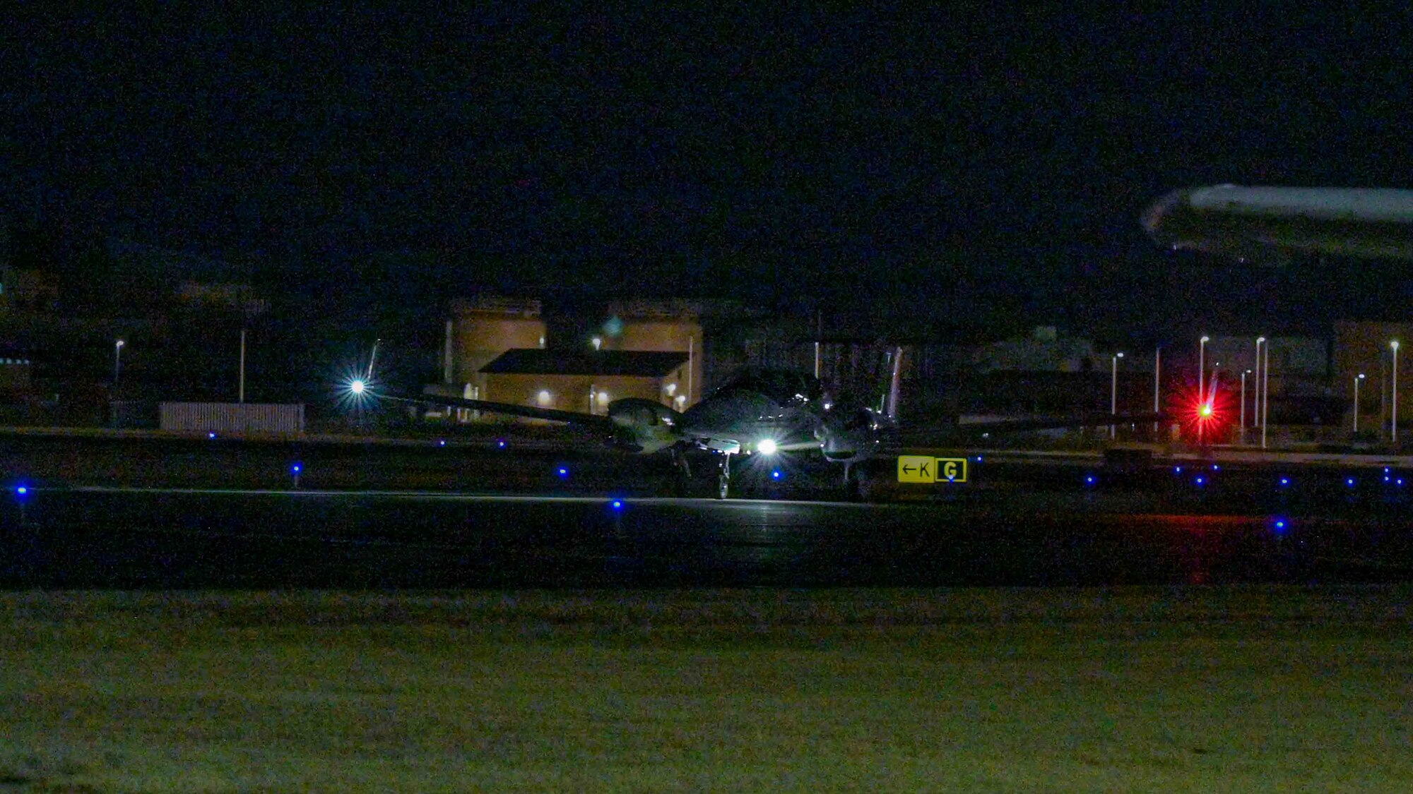 A Diamond DA42 NG Twin Star assigned to the Yokota Flight Center lands during a small parts delivery mission as part of exercise Beverly Midnight 2026 at Yokota Air Base, Japan, March 13, 2026. BM26 provides an optimal environment to enhance and understand possible opportunities to continue the advancement of shared interests.