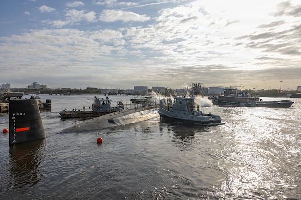 Norfolk Naval Shipyard Undocks USS John Warner