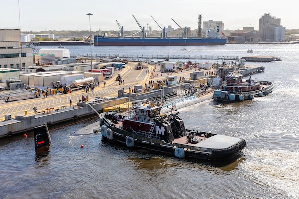 Norfolk Naval Shipyard Undocks USS John Warner