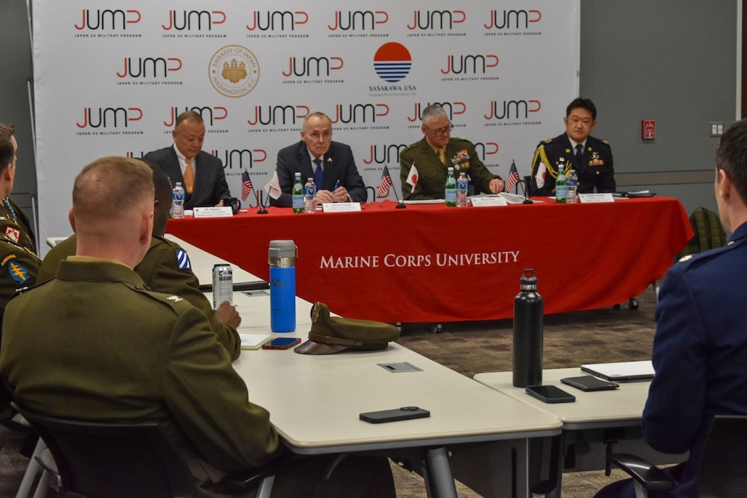 Marine Corps War College co-hosts a symposium with the Japanese U.S. Military Program (JUMP), Sasakawa Foundation as an academic engagement between Top Level School Students and a key US ally in the Indo-Pacific Theater. The theme of the engagement was “Transitioning to an Operational Alliance:  Bilateral Implications of Upgrading U.S. Forces Japan to a Warfighting Command.”

The panel included:  LtGen Wallace “Chip” Gregson (USMC, Ret.), Distinguished Senior Fellow (Non-Resident) of Sasakawa Peace Foundation USA, Dr. Satohiro Akimoto, Chairman and President of Sasakawa Peace Foundation USA, BGen Matthew Tracy (USMC), Commanding General, Education Command and President, Marine Corps University and Col Satoshi Masaka (JGSDF), Military Attaché at the Embassy of Japan in the United States and MCU graduate.