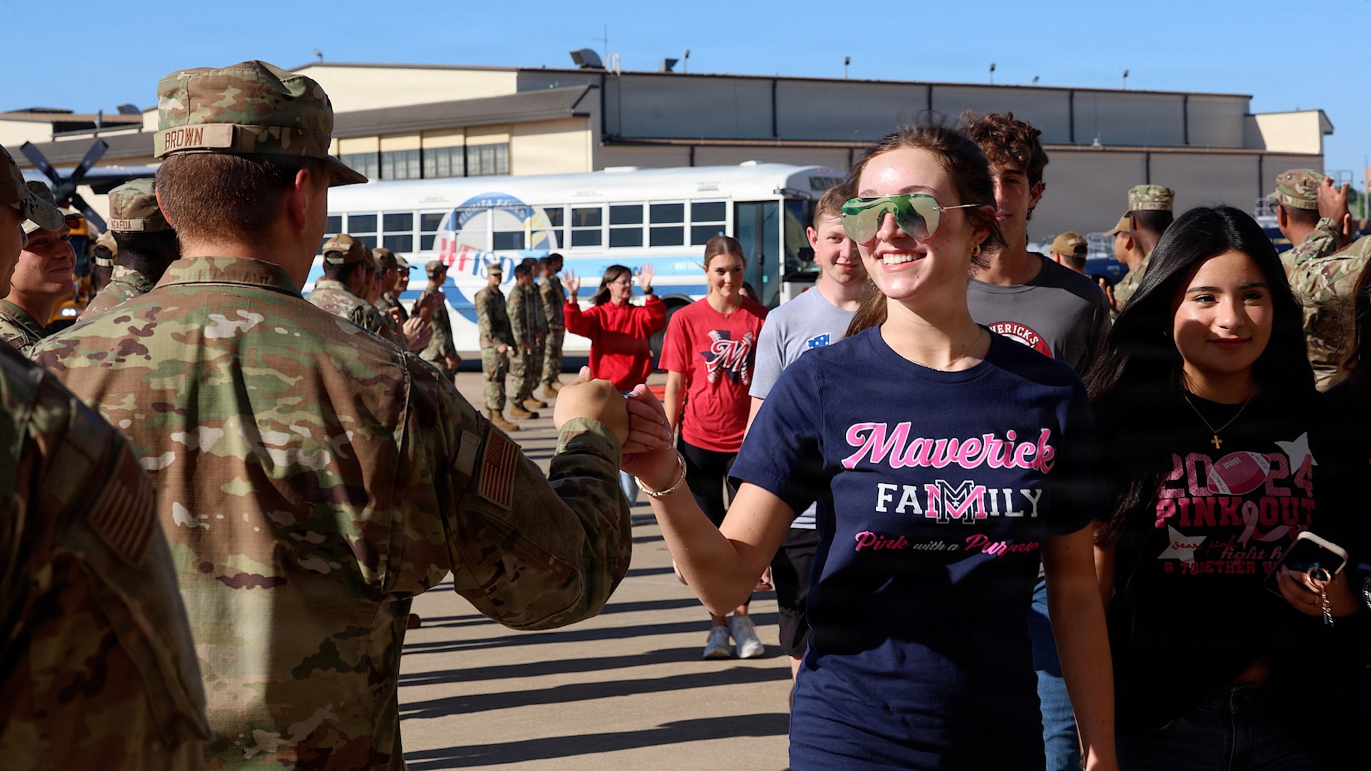 Airmen in training (AiT) welcome high school students to All Star Leadership Day at Sheppard Air Force Base