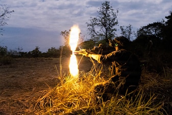 A U.S. Army Soldier assigned to 2nd Battalion, 21st Infantry Regiment, 3rd Infantry Brigade Combat Team, 25th Infantry Division, engages targets during a situational training exercise at Fort Magsaysay, Philippines, March 31, 2026.