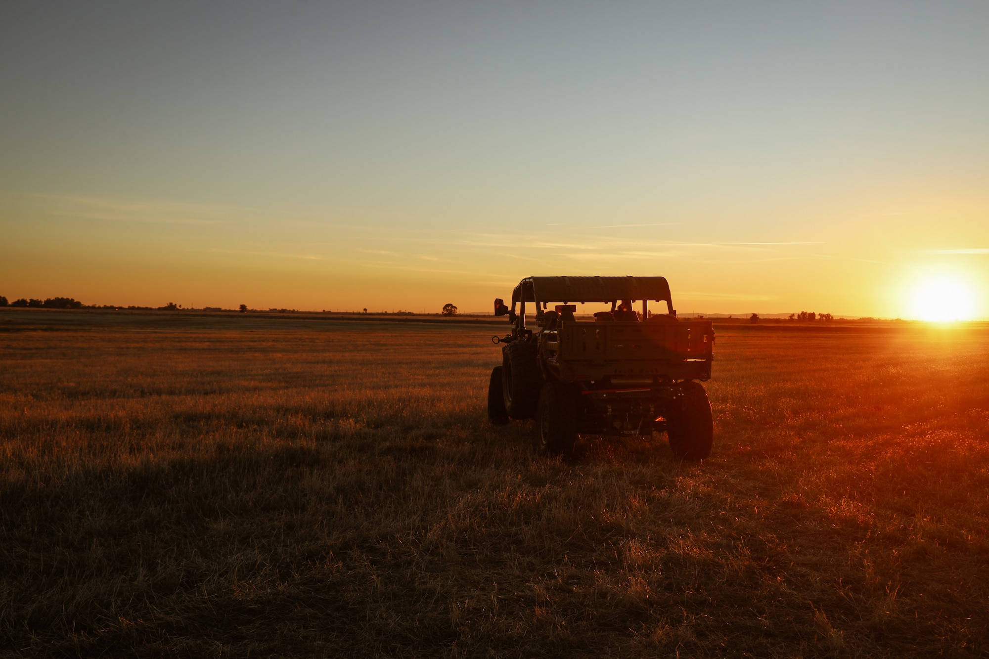 A U.S. Marine Corps Ultra Light Tactical Vehicle with Marine Wing Support Squadron 373, Marine Air Control Group 38, 3rd Marine Aircraft Wing, stages near a forward arming and refueling point established by MWSS-373 at Beale Air Force Base, California, as part of Steel Knight 24, Dec. 8, 2024.