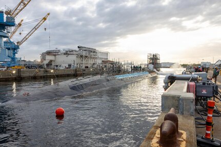 Norfolk Naval Shipyard Undocks USS John Warner