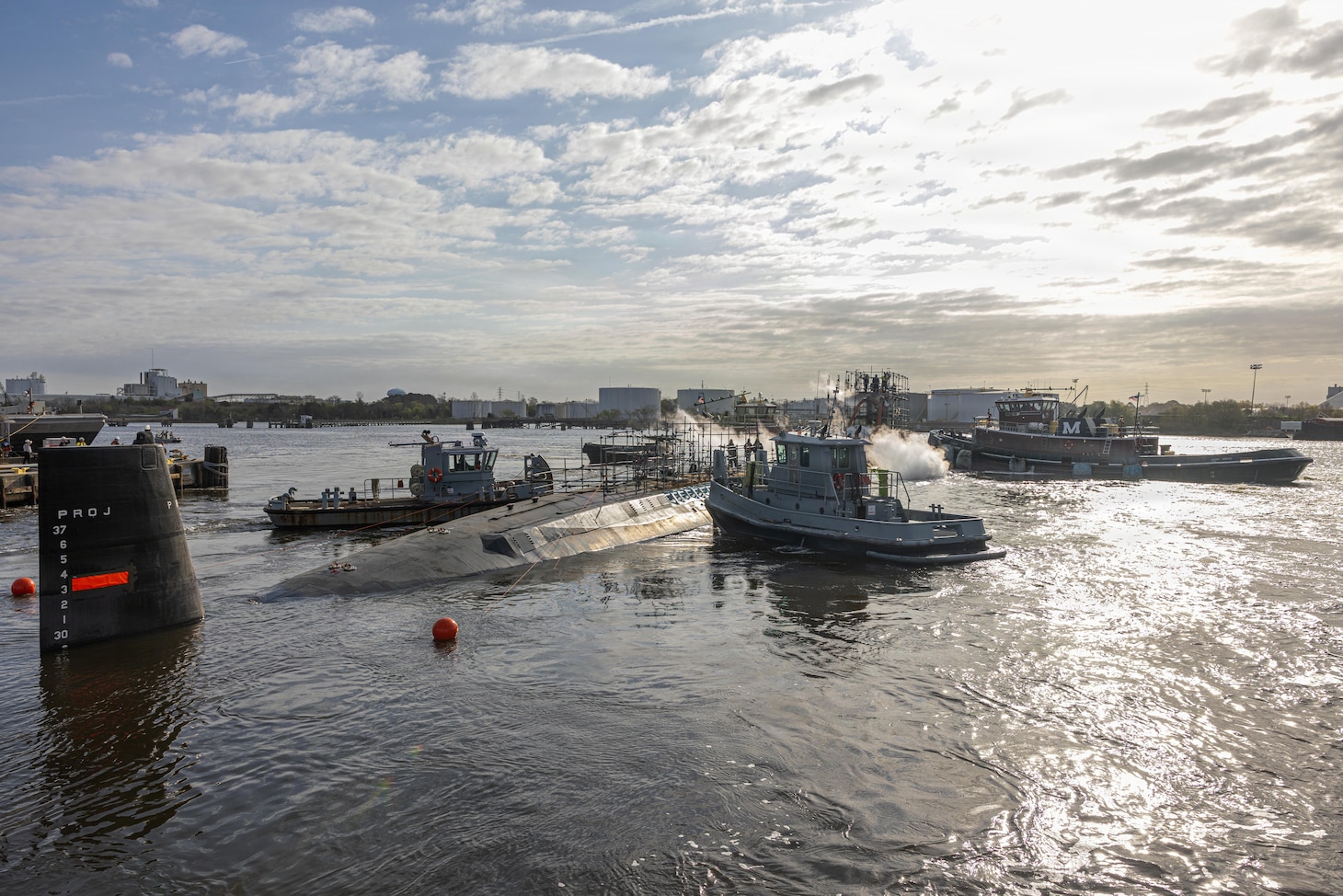 Norfolk Naval Shipyard Undocks USS John Warner