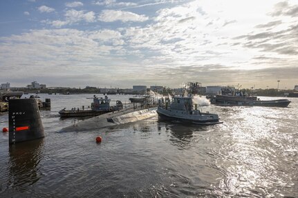 Norfolk Naval Shipyard Undocks USS John Warner