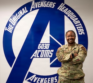 U.S. Air Force Staff Sgt. Briona Brown, 603rd Air Communications Squadron noncommissioned officer in charge of the Global Command and Control Systems, poses for a photo at Ramstein Air Base, Germany.