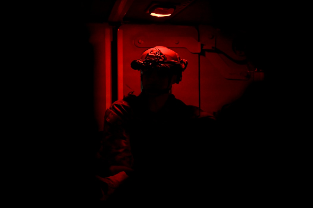 Solider in red light