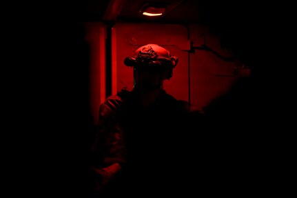 Solider in red light