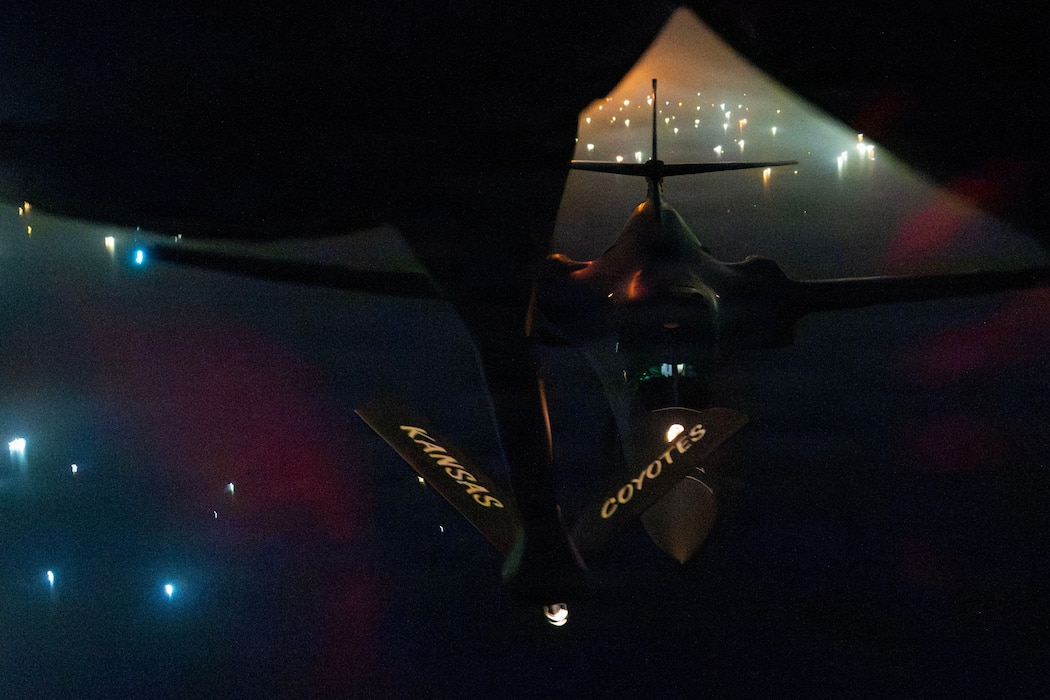 B1-B flying at night