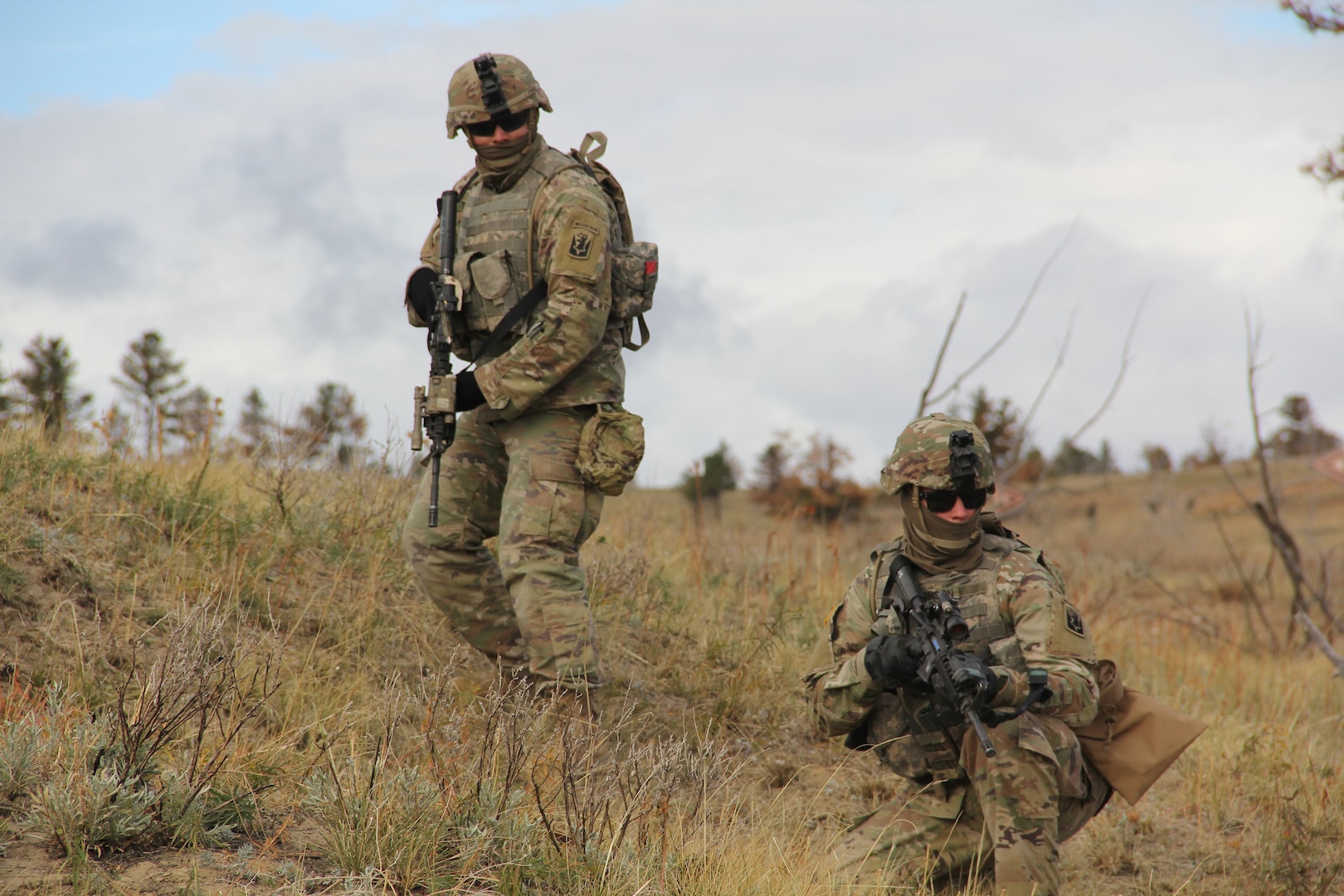 U.S. Soldiers with Company A, 1st Battalion, 157th Infantry Regiment, Colorado Army National Guard, train on infantry tactics in Gurnsey, Wyoming, in preparation for a deployment, Oct. 15-25, 2020.