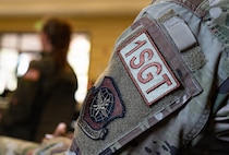 A close up shot of a 1st Sgt. patch