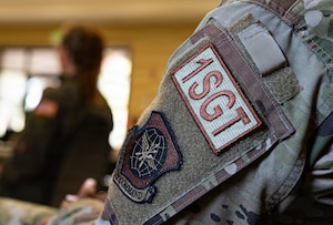 A close up shot of a 1st Sgt. patch