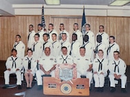 Electronic Technician Seaman Robert ‘Brian’ Conner (far left top row) stands with his classmates in 1997 as a graduate of ET ‘A’ School.  (Courtesy photo provided by Capt. Conner / RELEASED)